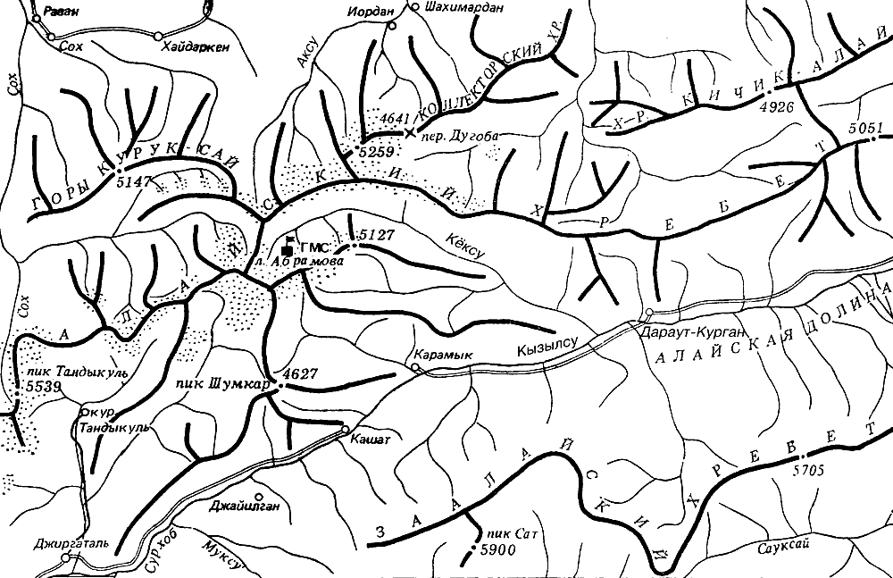 Осердув на карте. Орографическая схема Тянь-Шаня. Алайский хребет на карте Киргизии. Тянь Шань орографическая схема. Горные хребты Тянь Шаня на карте.